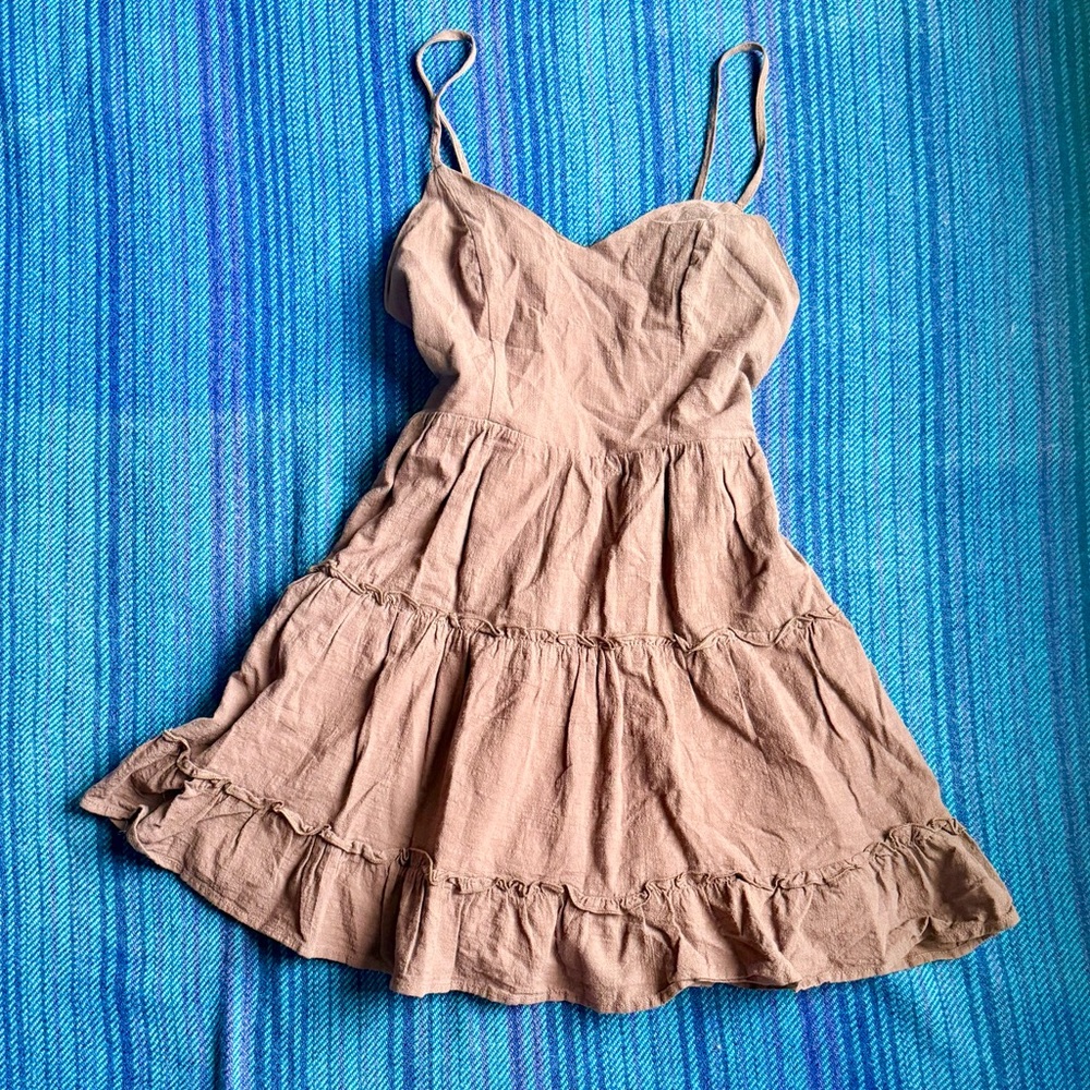 Brown Tiered Spaghetti‑Strap Sundress